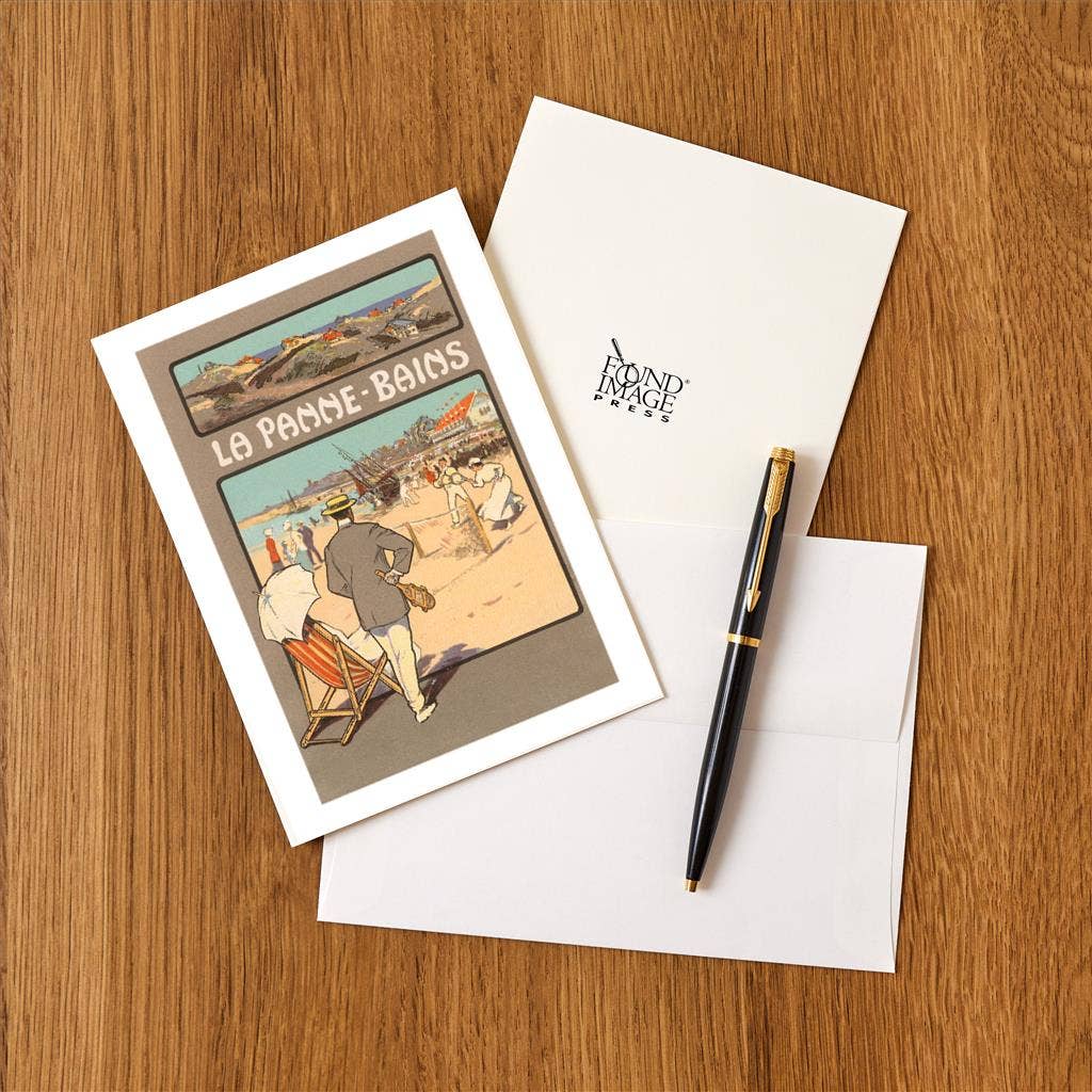 Found Image Press - Wholesale Stationery/Notecard Set - Greeting Card TS-47 La Panne-Bains, Tennis on Beach1