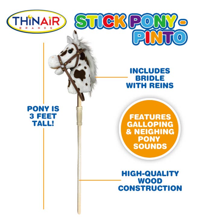 Thin Air Brands - Wholesale Classic Toy - Kids - Stick Pony - Pinto Horse with sounds Hobby Horse2