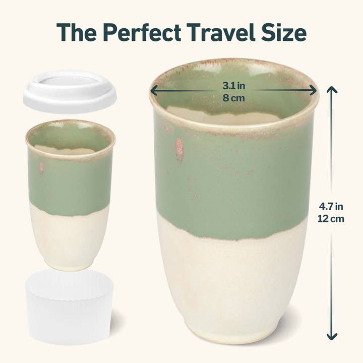 Nova Ceramics Travel Mugs - Wholesale Coffee Mug - Sage Green Ceramic Travel Mug – 12oz Reusable Cup3