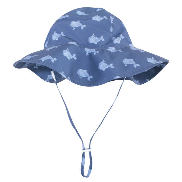 Hudson Baby Sun Protection Hat, Dark Blue Whale for wholesale by BabyVision