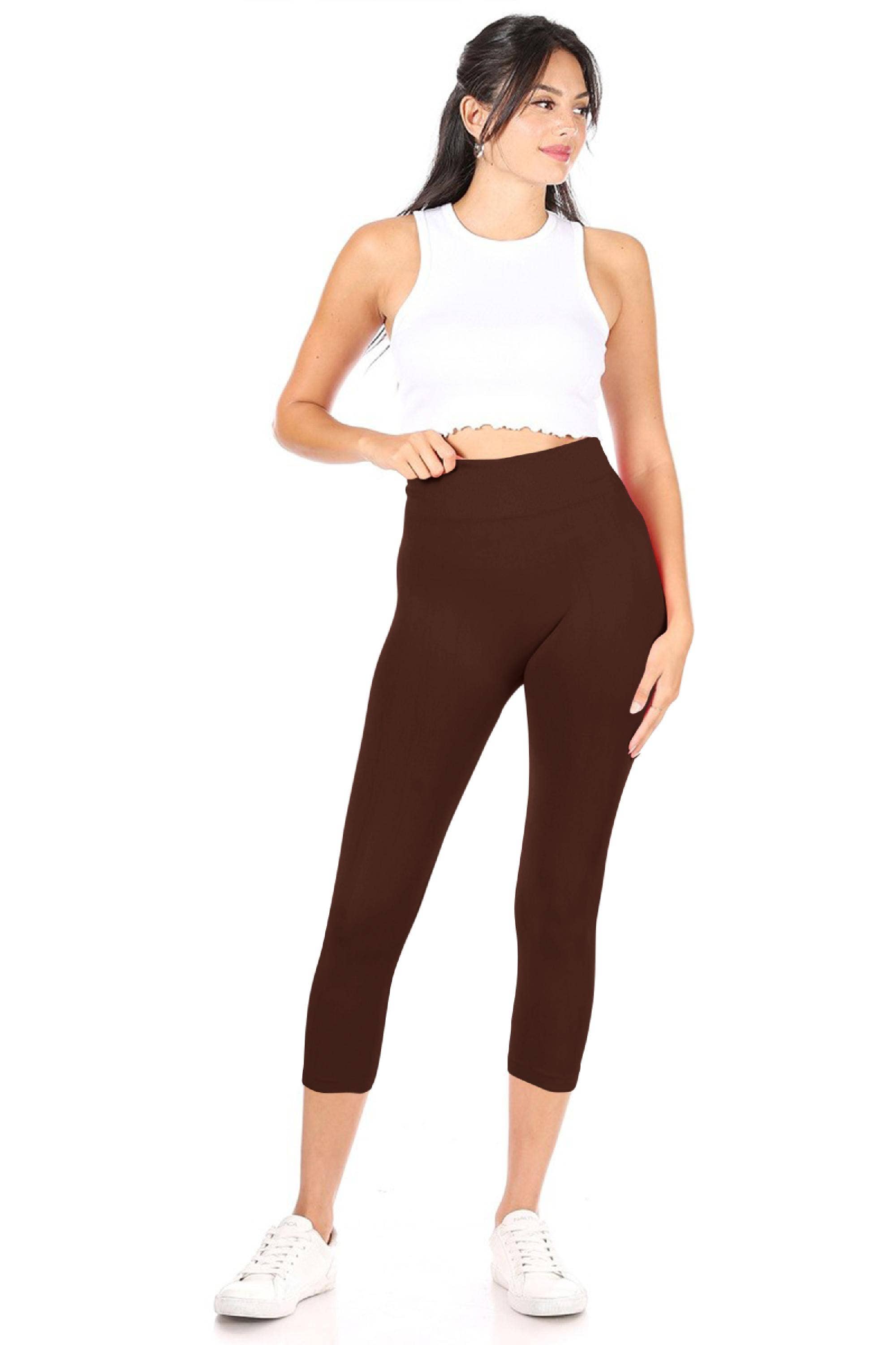 MOA COLLECTION - Wholesale Athletic/Lounge Leggings - Women's - Women's Casual Solid Seamless Capri Leggings14