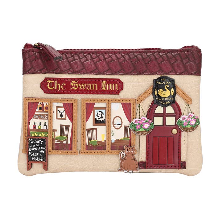 The Swan Inn Pub Zipper Coin handväska för wholesale av Vendula London Ltd