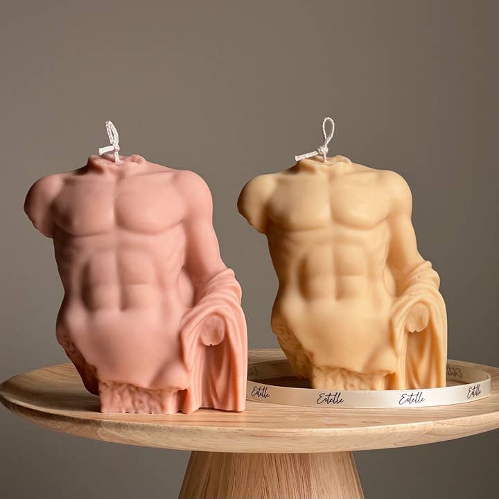 Vela de cera de soja Apollo | Estatua de torso masculino, decoración sin aroma para venta al por mayor de Estelle Studio