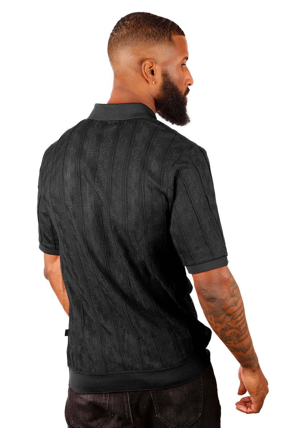 BARABAS - Venta al por mayor Polo - Hombre - Camisas tipo polo de manga corta con diseño floral de crochet para hombre 3P183