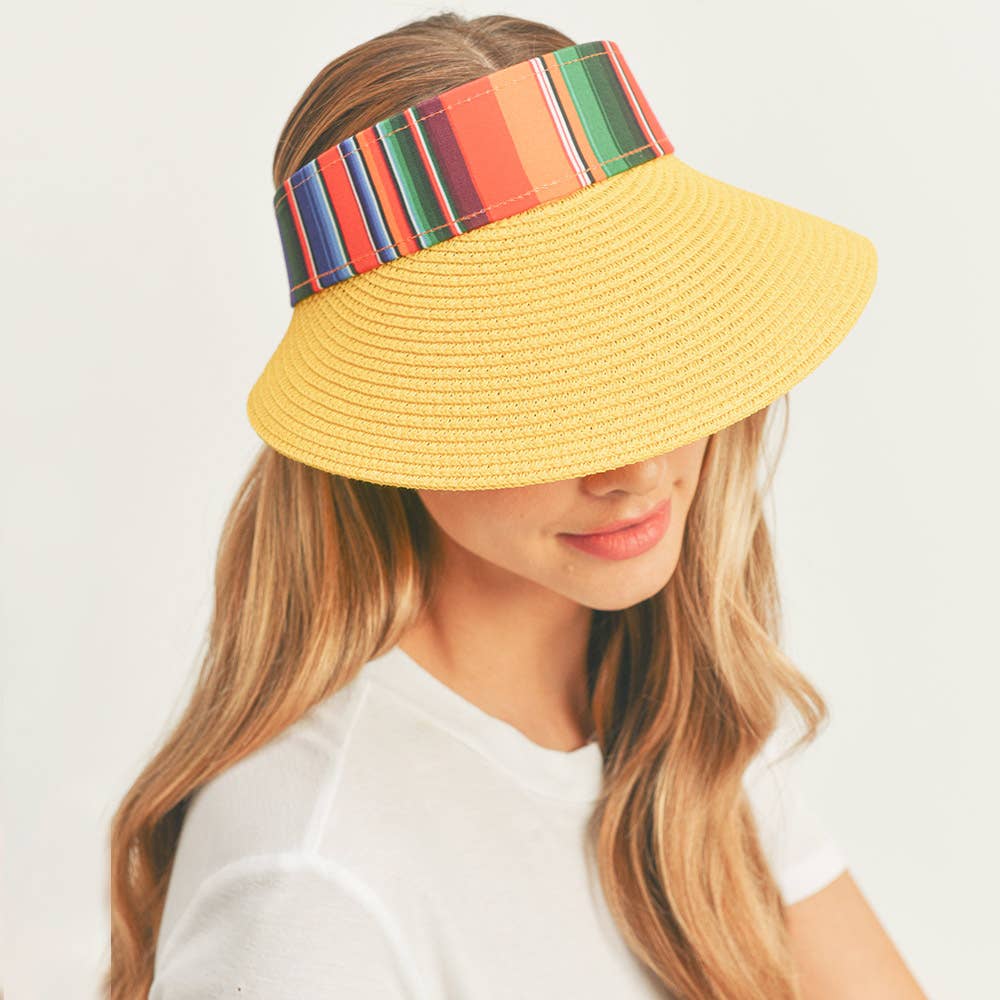 Sensibling Corp. - Wholesale Visor - Women's - Serape Straw Visor Sun Hat6