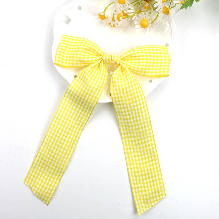MKS America - Wholesale Hair Clip - Women's - Rosewater Gingham Ribbon bow clips - 21 colors5