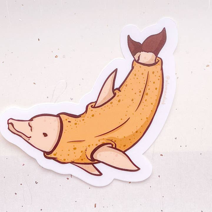 Banan Dolphin klar vinyl klistermærke for engroshandel hos Alum and Ink