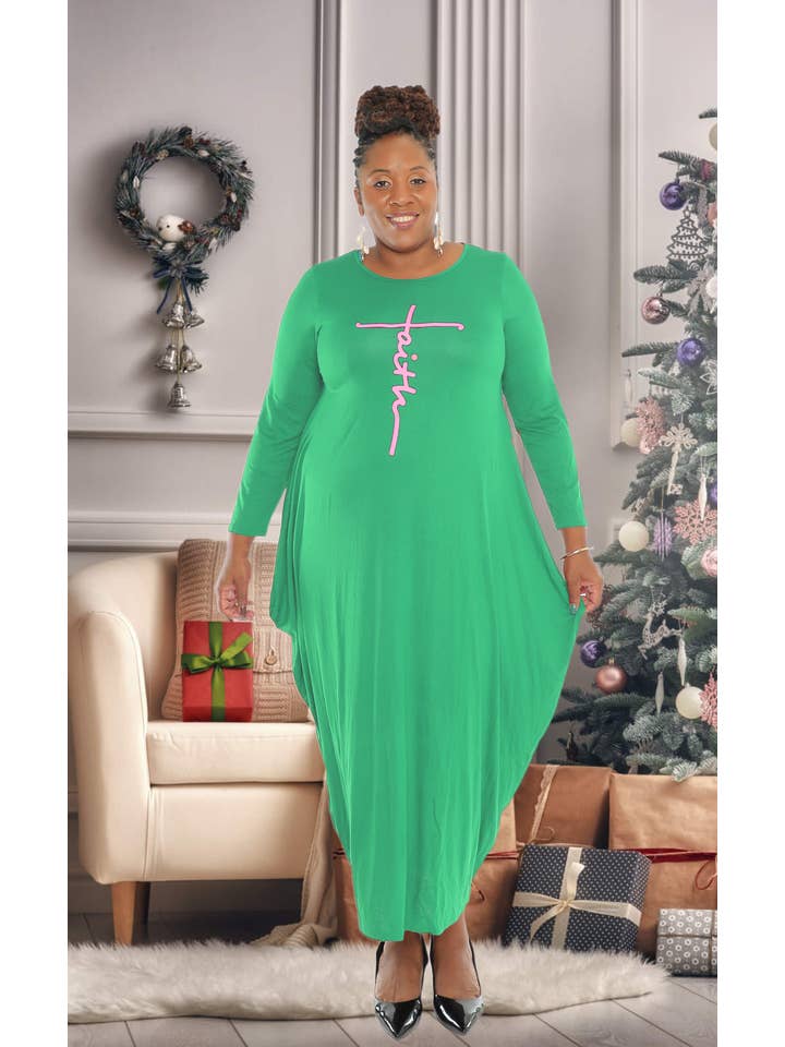 KaraChic - Wholesale Dress - Women's - Women's "FAITH" Long Sleeves Maxi Comfy Oversize Dress