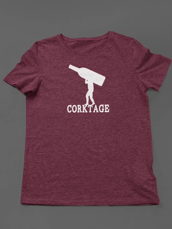 Corktage Wine Bottle Portage Canoe Heather Unisex T-shirt for wholesale by County Brand Apparel