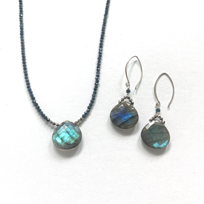 Susan Roberts Jewelry - Wholesale Beaded/Pearl Necklace - Labradorite & Sapphire Heart Necklace2