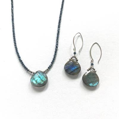 Susan Roberts Jewelry - Wholesale Beaded/Pearl Necklace - Labradorite & Sapphire Heart Necklace2