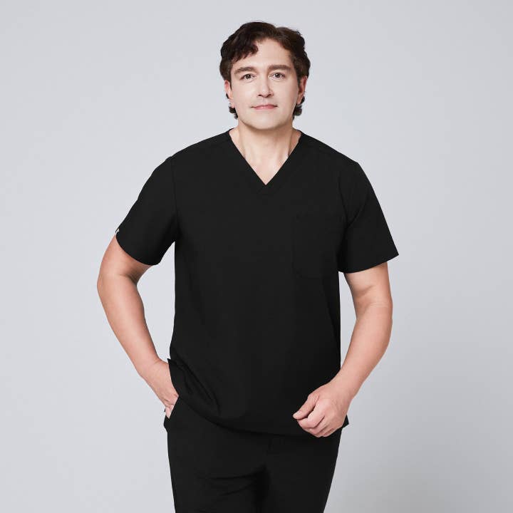 Zenir | Men's 3-Pocket Scrub Top - Eco Black for wholesale on Faire