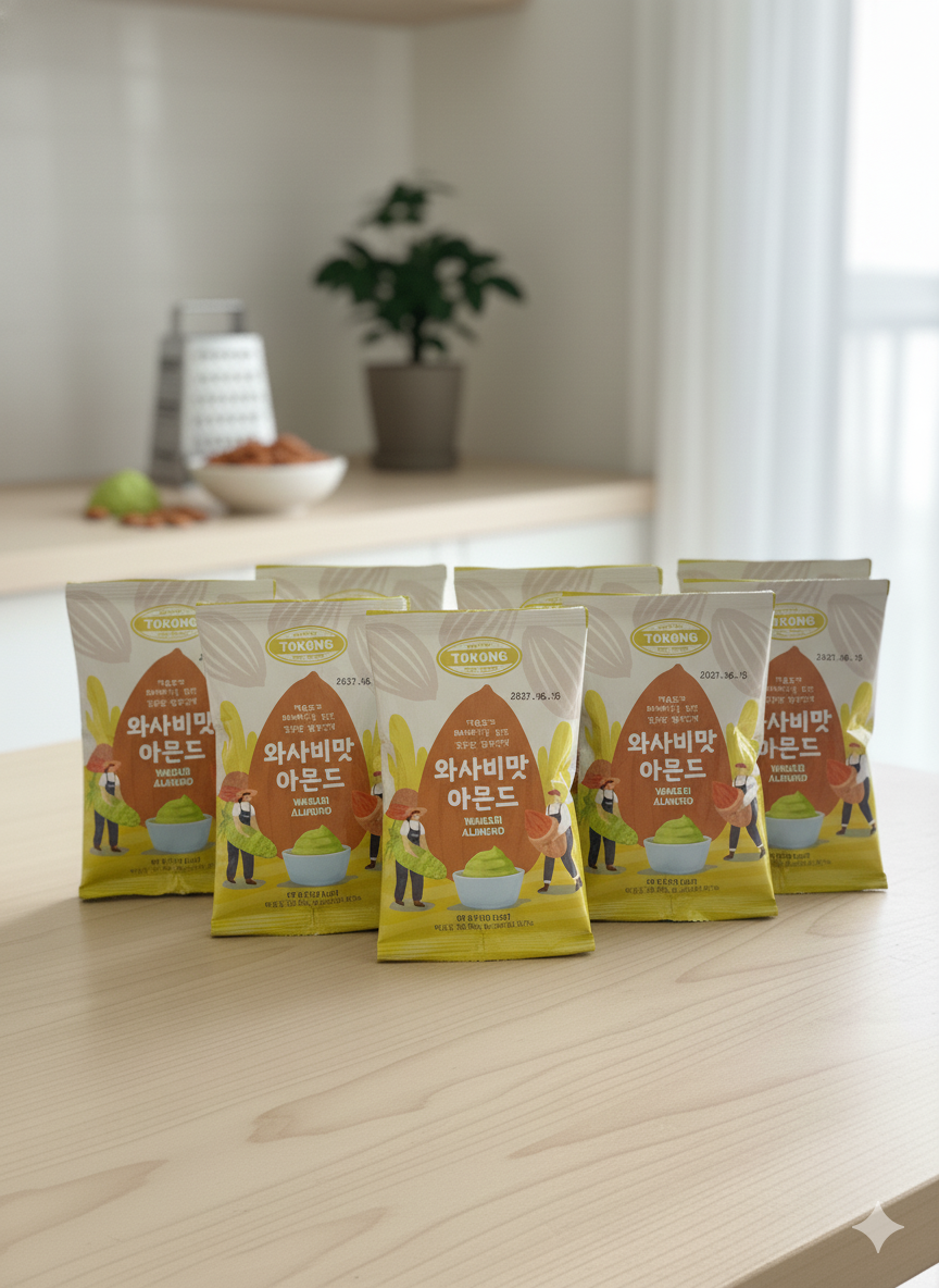 KPurity - Wholesale Puffed Snack - [160g / 5.64oz] Freeze Dried Natto Beans Snack Wasabi Flavor 20g ( 8 Packs), Fermented Soybean Snack 와사비맛 낫또 과자1