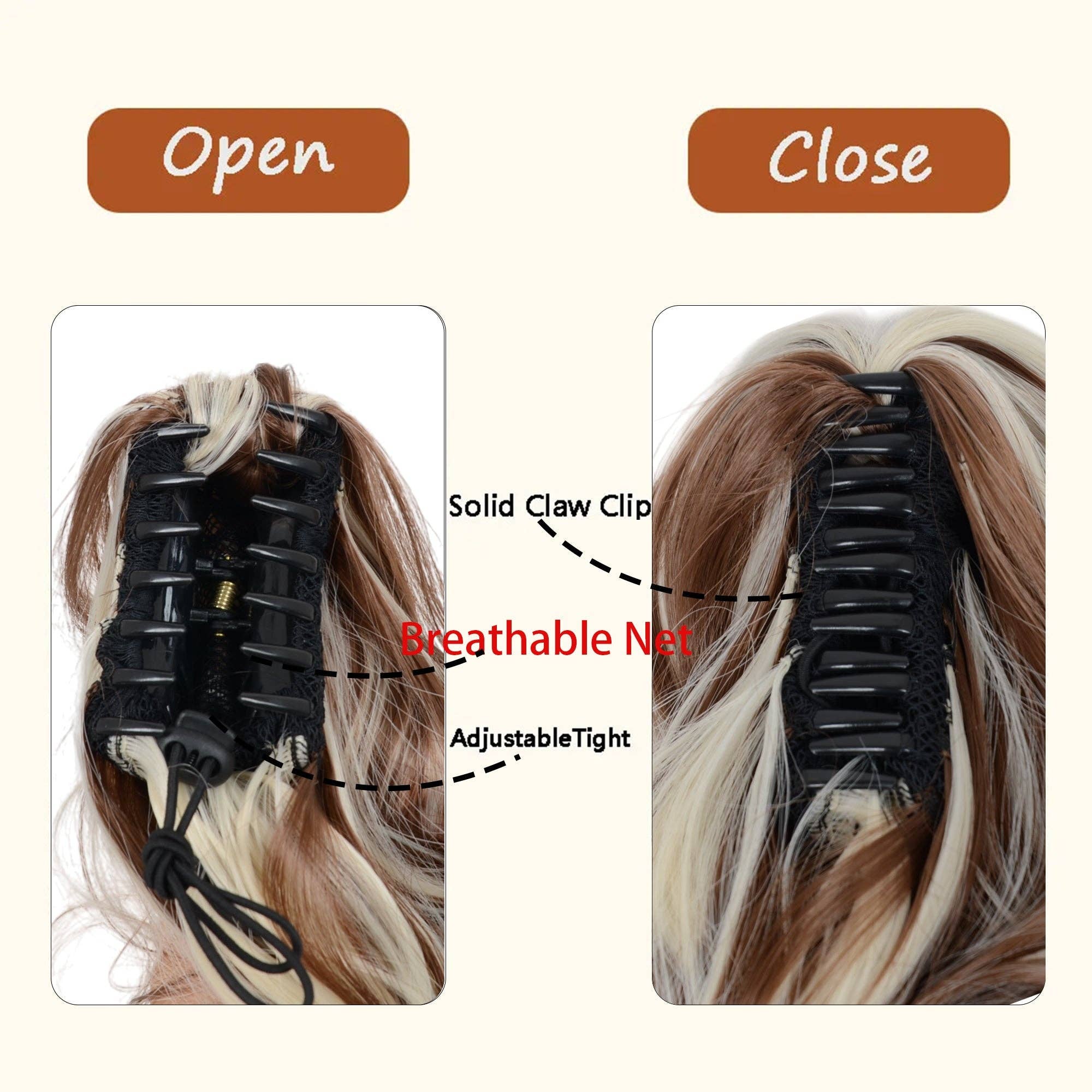 AK Brand - Wholesale Hair Extensions - Claw Clip Curly Ponytail Extension 9" Synthetic Hairpiece7