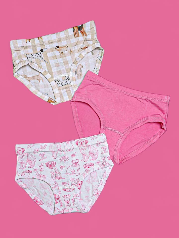PINK PUPPY TOILE DREAM GIRL'S BRIEF SET for wholesale by Dream Big Little Co.