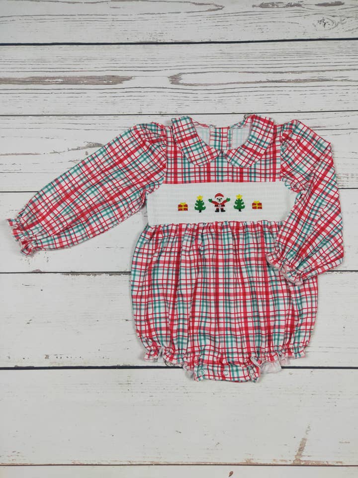 sassy kids palace - Wholesale Jumpsuit - Baby - Baby Christmas Smocked Bubble