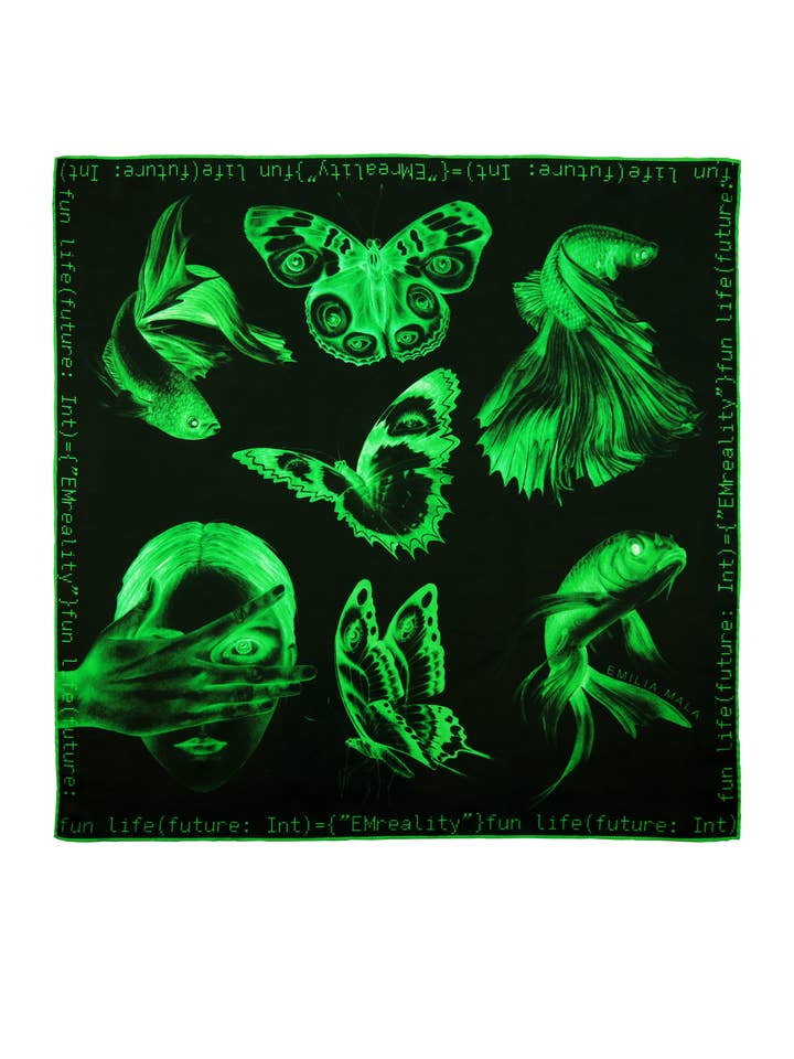 405 Silk Scarf-Green for wholesale by Emilia Mala