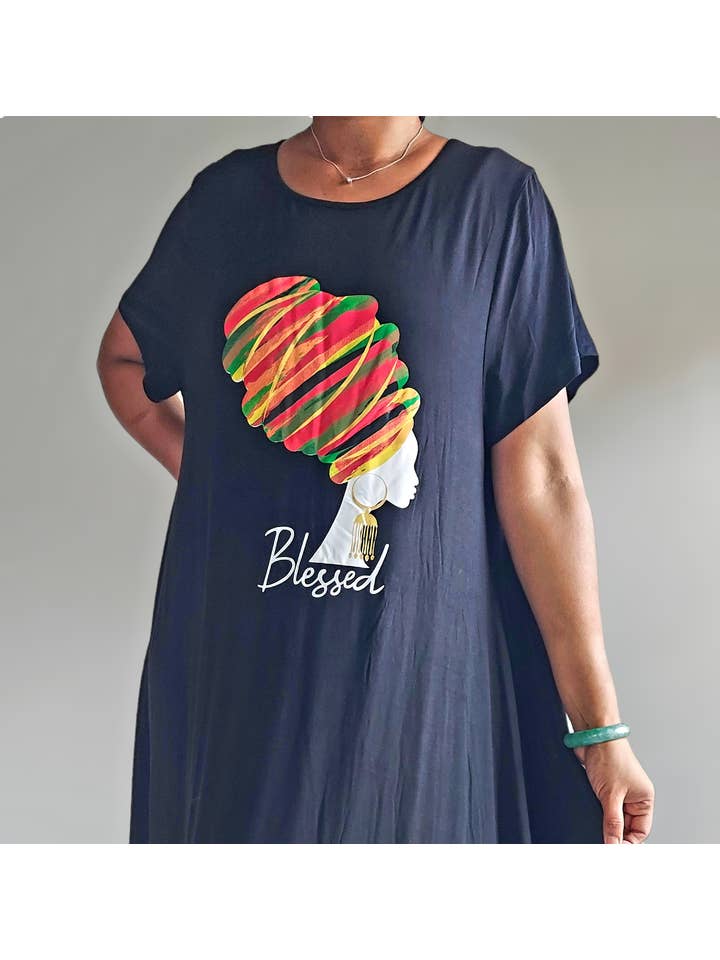 India Batik – Großhandel Kleid – Damen – Blessed Afro Bubble Jerseykleid, kurzärmlig, 2022SS5