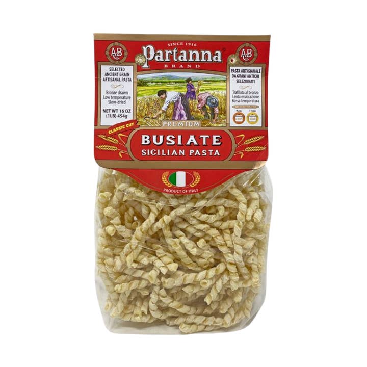Partanna Busiate Sicilian Artisanal Pasta Classic Cut for wholesale by Partanna Foods