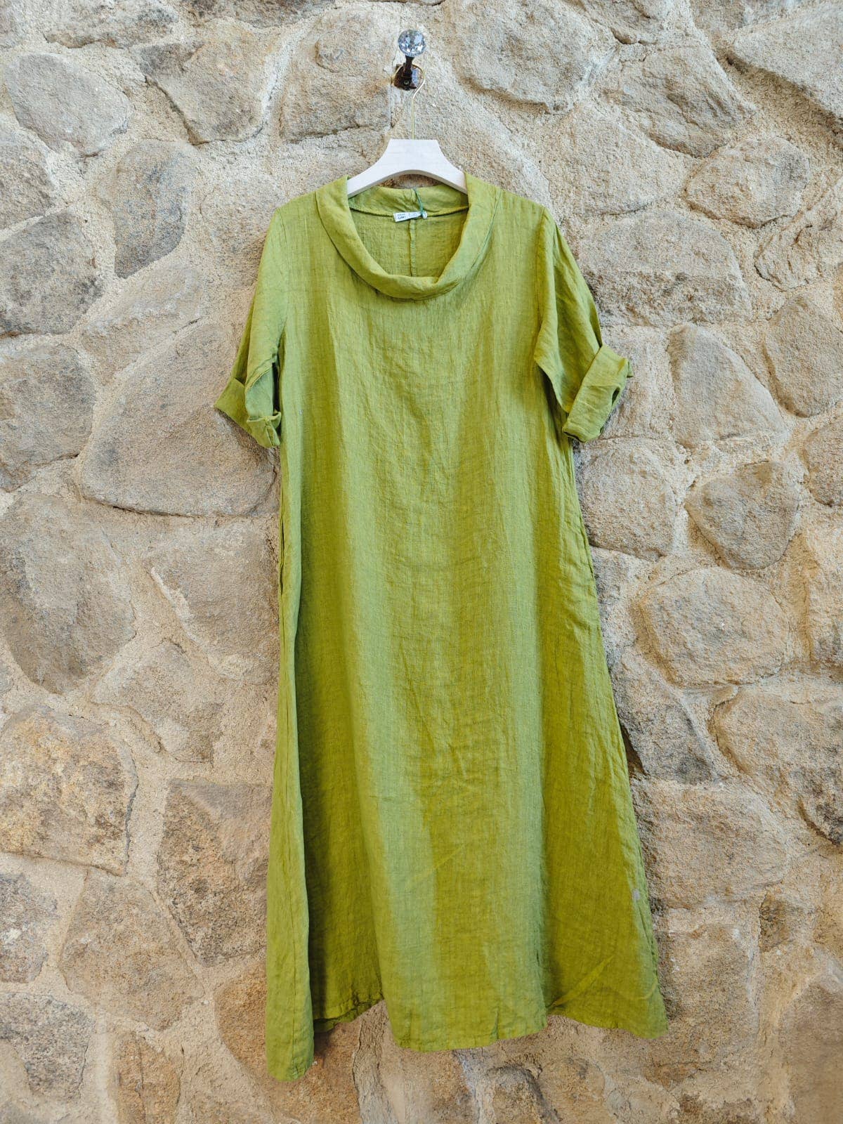 Linen & More – Vestido - Mulher por atacado – REF 25812 VESTIDO COMPRIDO DECOTE BARCO LINHO 100%9