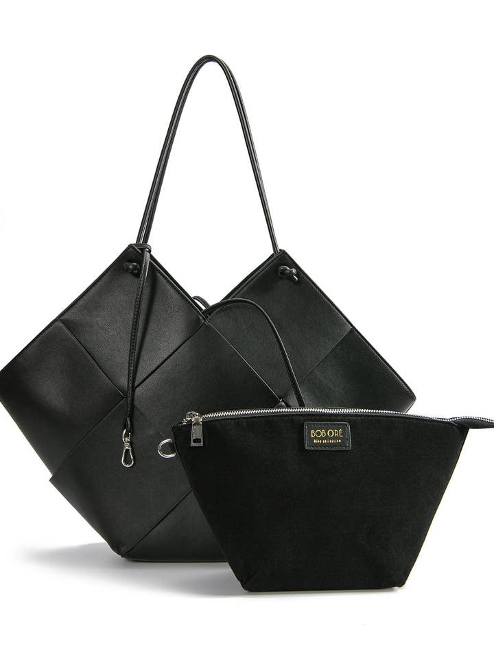 Taylor Contexture Leather Bag, Black for wholesale by Bob Ore Blue Collection
