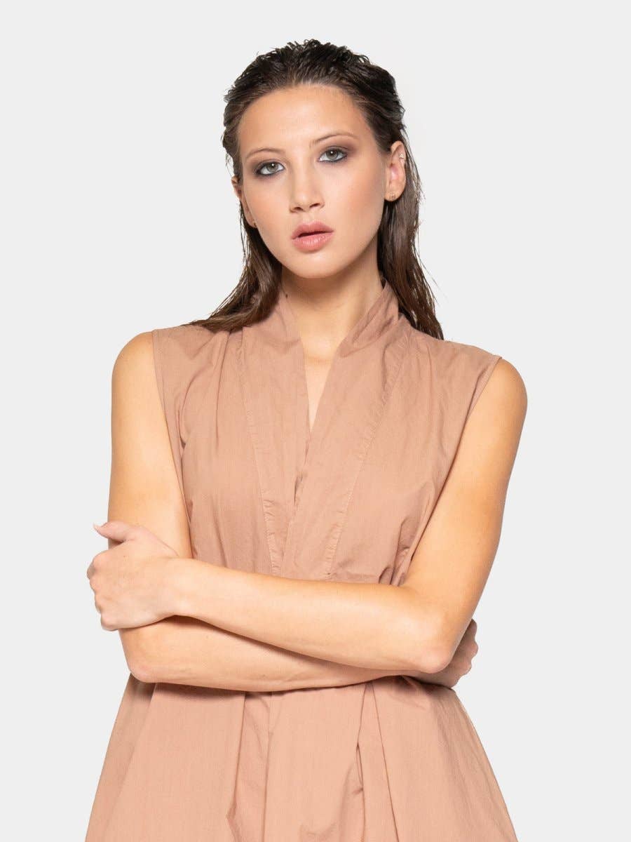 Baci & Amici Fashion - US Continental - Wholesale Dress - Women's - V-Neck Sleeveless Organic Cotton Midi Dress7