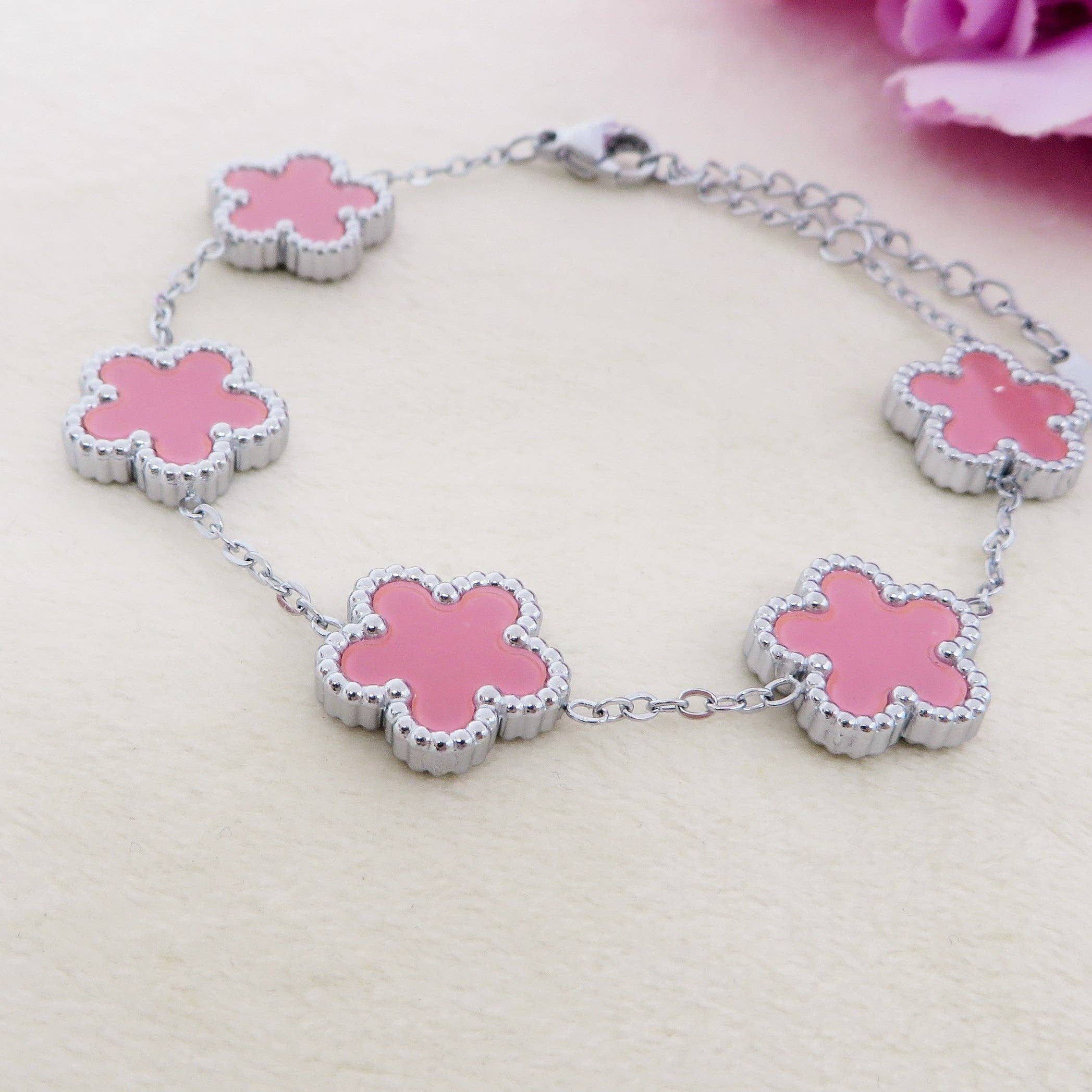 Daemon srls - Wholesale Charm/Dangle Bracelet - LILY  big Flowers ACCIAIO INOSSIDABILE ~ Bracciale fiori in madreperla2