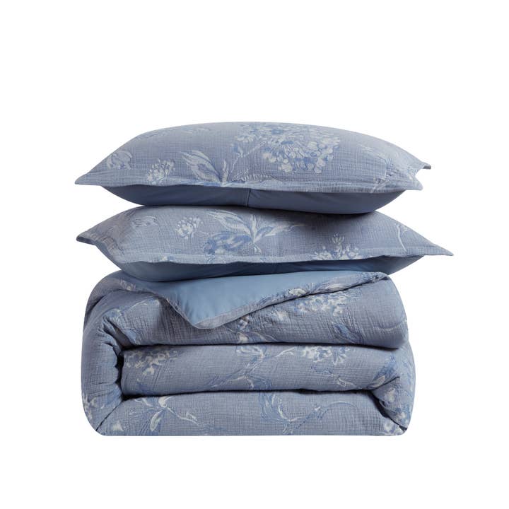 Gigi Cotton Jacquard Comforter Set - Blue for wholesale on Faire