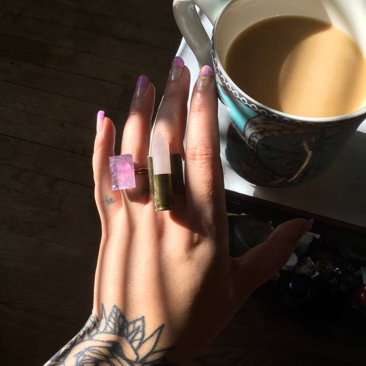 Recycled Bullet Ring Adjustable Brass for wholesale by Rose Wolf Collective