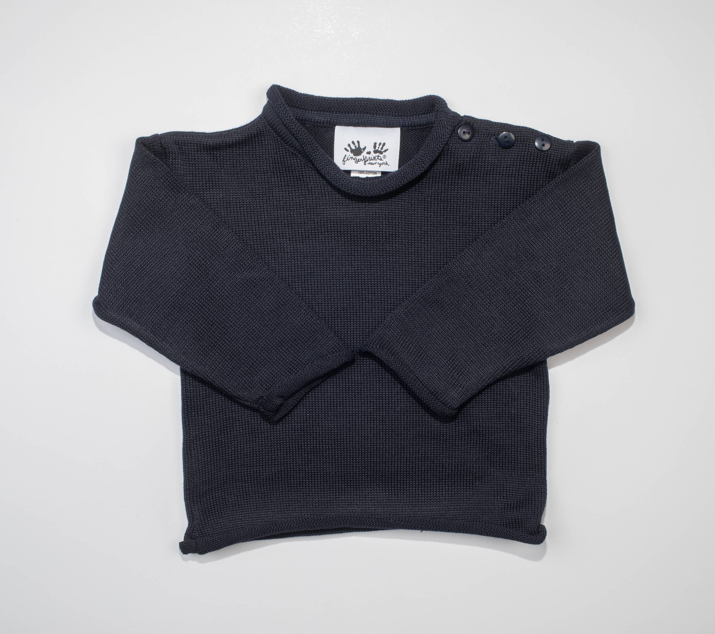 Fingerprints - Wholesale Knit Sweater - Kids - Navy Rollneck Pullover