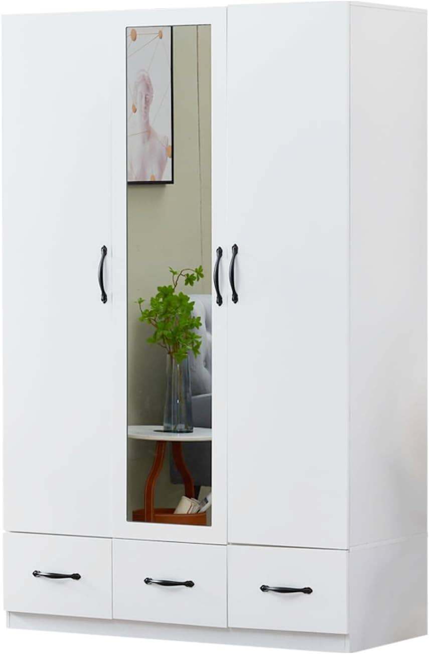 Livelylodge - Wholesale Bedroom Furniture - Wood 3 Door Armoire Wardrobe with Mirror White5