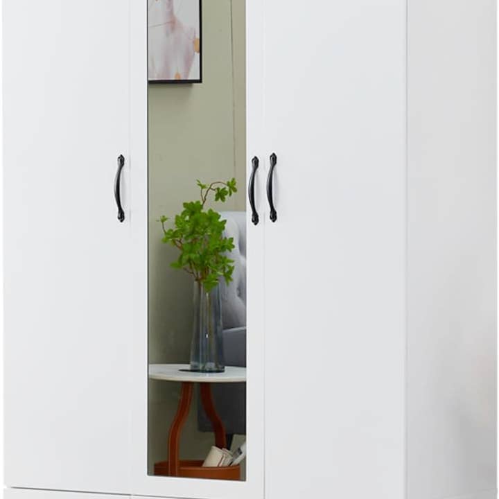 Livelylodge - Wholesale Bedroom Furniture - Wood 3 Door Armoire Wardrobe with Mirror White5