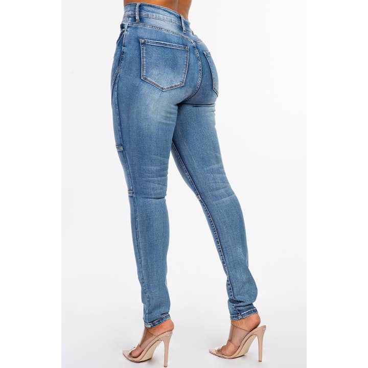 Blue Turtle - Wholesale Jeans - Women's - Seamed High Rise Skinny Jean Light Blue DH20239