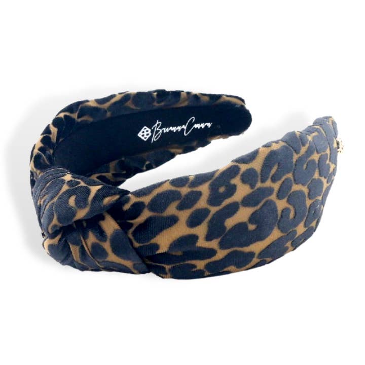 Brianna Cannon - Wholesale Fashion Headband - Women's - Black and Tan Leopard Print Knotted Headband4