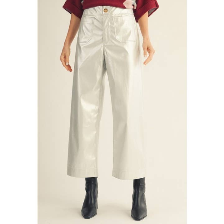 Pantaloni donna a gamba larga in finta pelle per la vendita all'ingrosso da parte di Upmost