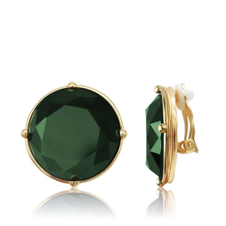 Cabochon Clip-On Örhängen - 24K Guldpläterade för wholesale av KARINE SULTAN