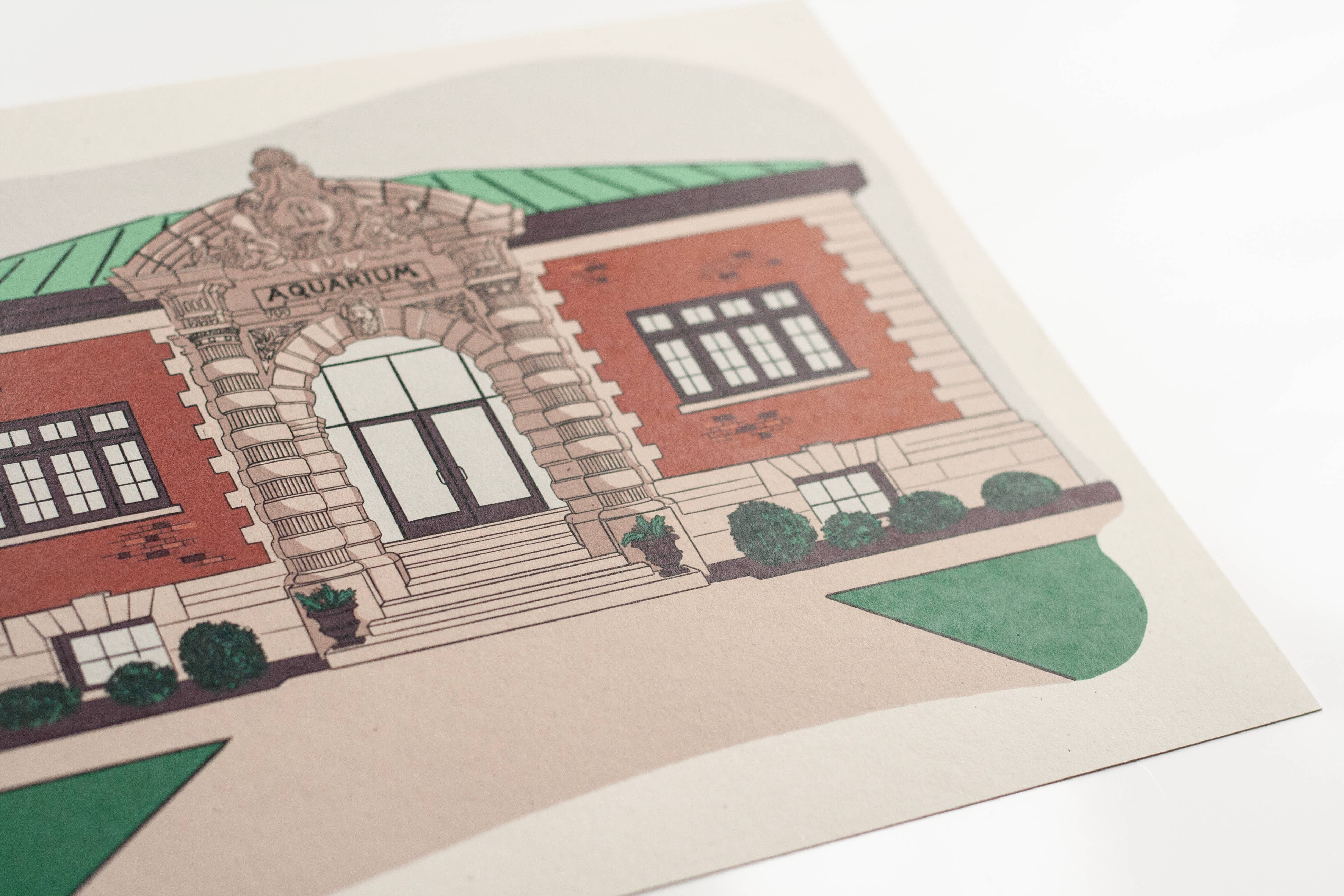 Telegram Print Co. - Wholesale Art Print - Detroit Belle Isle, Aquarium, 8x10 Print2