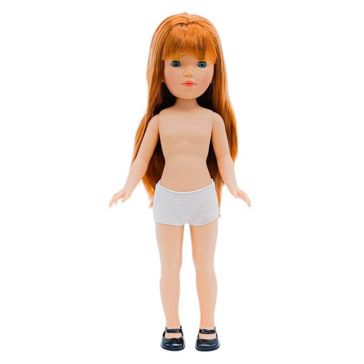 Naked doll Pepa's Folk original craftsmanship 41 cm redhead for wholesale by Folk Artesanía Muñecas