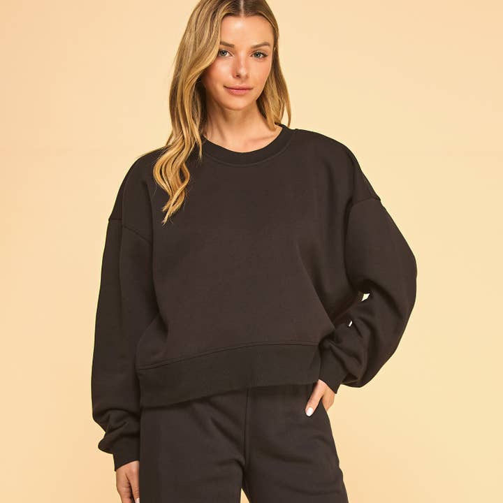 FREEZIA - Vente Sweat-shirt – femme - SWEAT-SHIRT COURT À COL ROND EN POLAIRE ULTRA DOUCE-FZ0007-D122