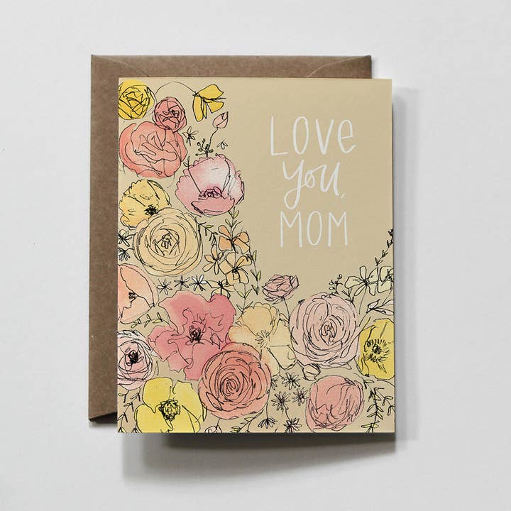 everglow handmade - Vente Carte pour la fête des Mères - Fête des mères Coral Mom | Carte de vœux florale pour la fête des mères1