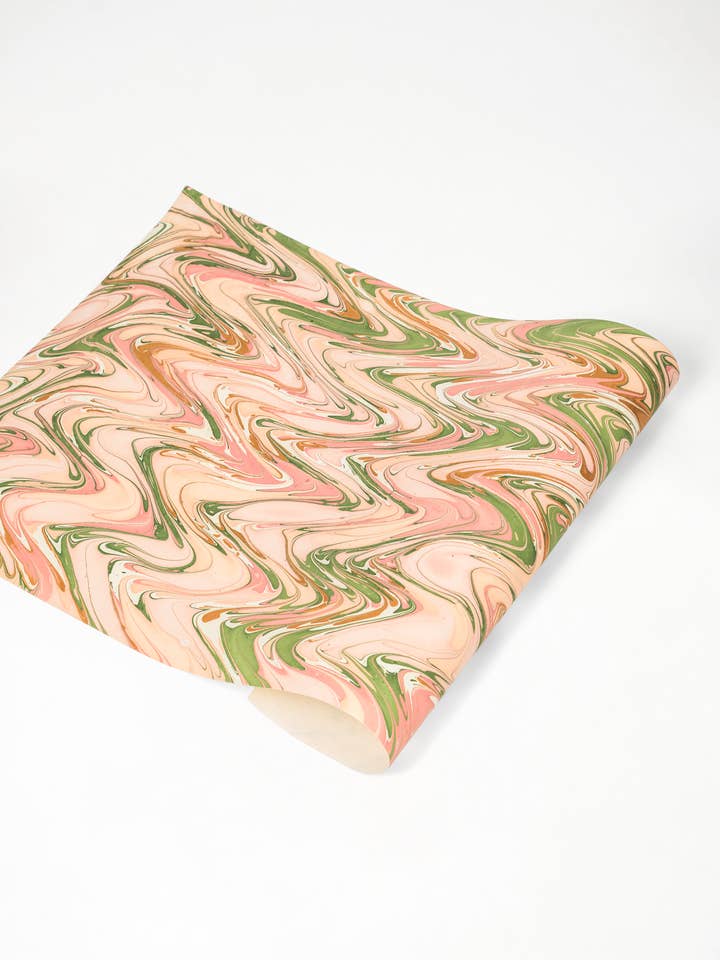 Papel de Embrulho com Estampa Marmoreada à Mão de Flores de Peônia por atacado de Inner Child