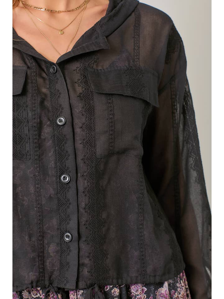 Mystree - Wholesale Jacket - Women's - 61094 Eyelet Adjustable Bottom Hoodie Jacket