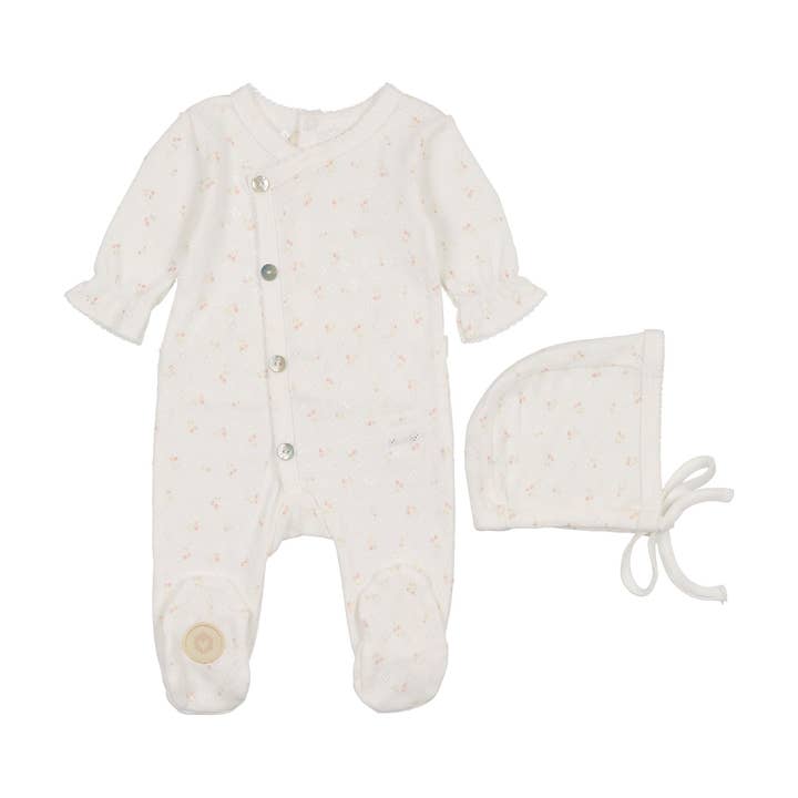 Spray of Cherries Footie & Hat Set for wholesale by Mon Tresor Bebe