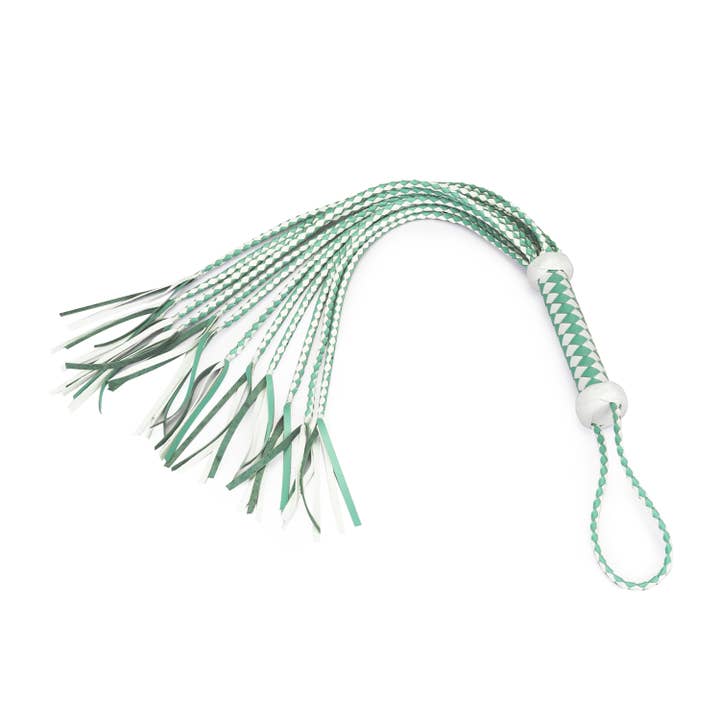 White & Green Fairy Leather Flogger Whip for wholesale by Liebe Seele
