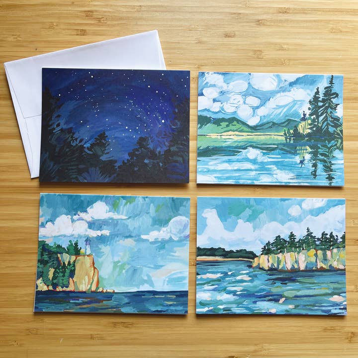FOREST and LAKE Set of notecards for wholesale by Cyndi Monaghan