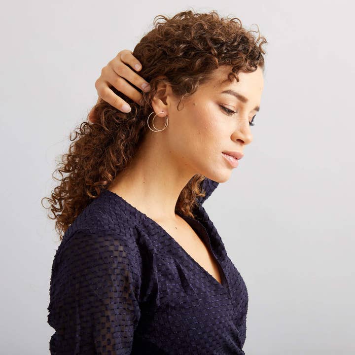 Aviv Jewelry - Vente Créoles - Alba - Boucles d'oreilles créoles doubles 3D3