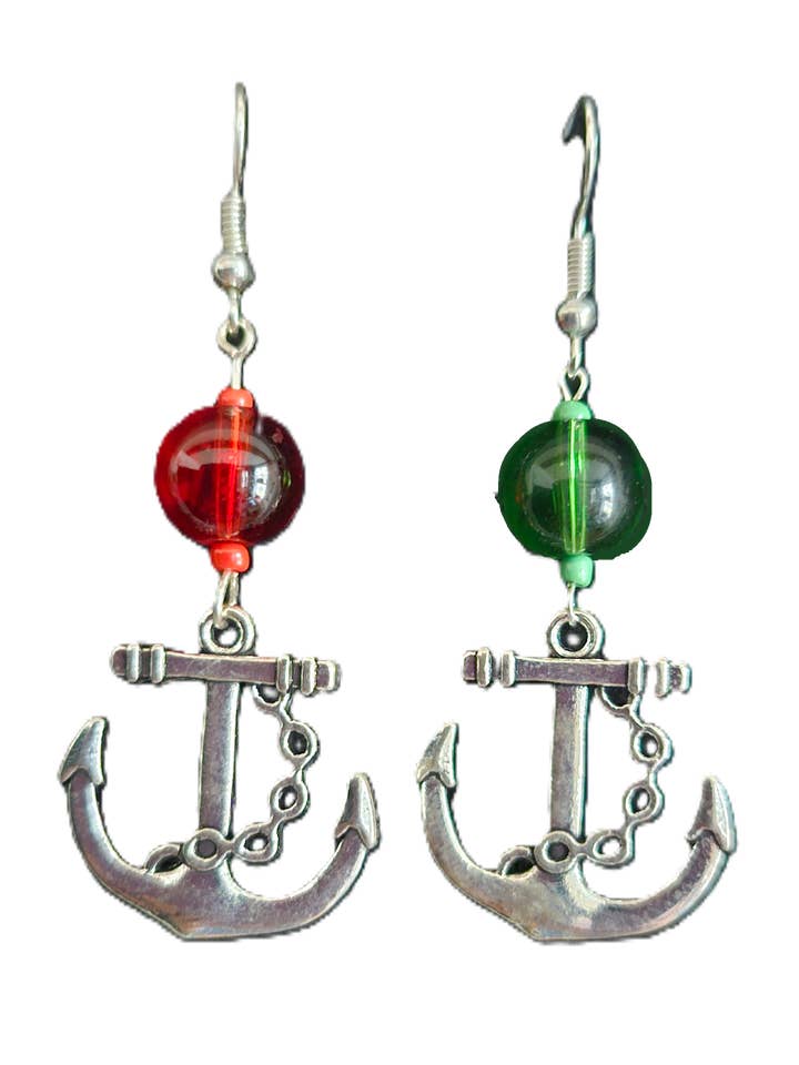 Boucles d'oreilles ancre personnalisées - Boucles d'oreilles bâbord et tribord faites à la main pour la vente par Port and Starboard