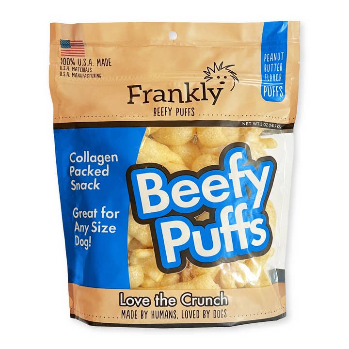 Beefy Collagen Puffs - Peanut Butter 5 Oz for wholesale by Frankly Pet