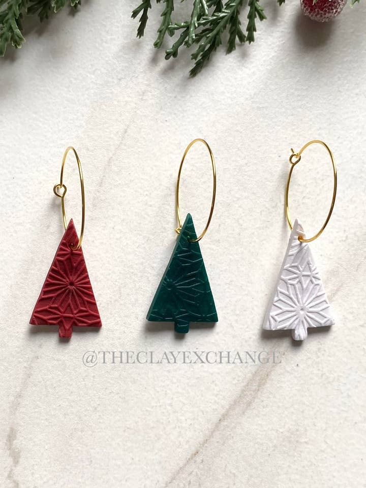 Christmas Tree Hoops for wholesale by The Clay Exchange