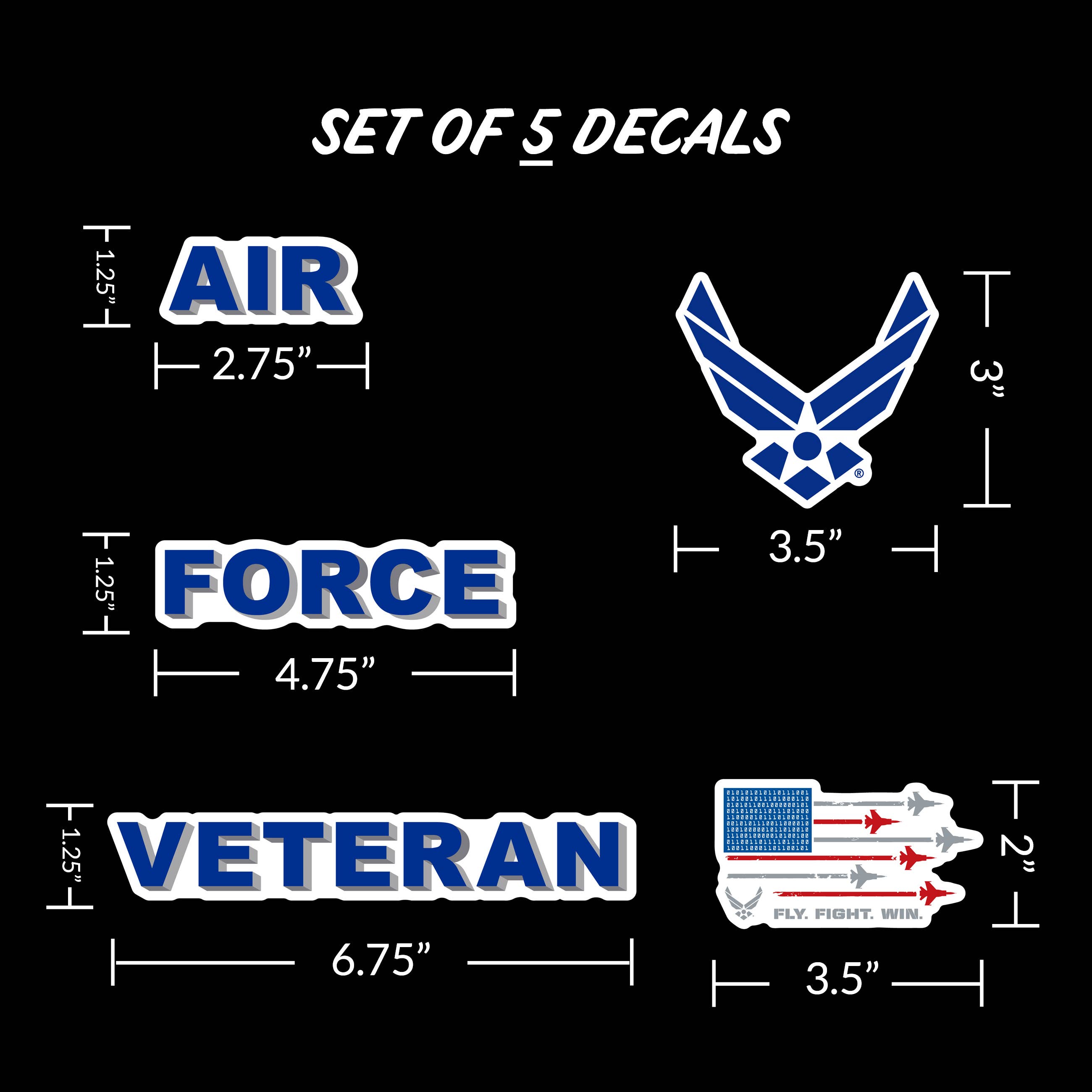 Decalcomania - Wholesale Sticker - US Air Force Veteran Licensed Military Car Sticker Decal1